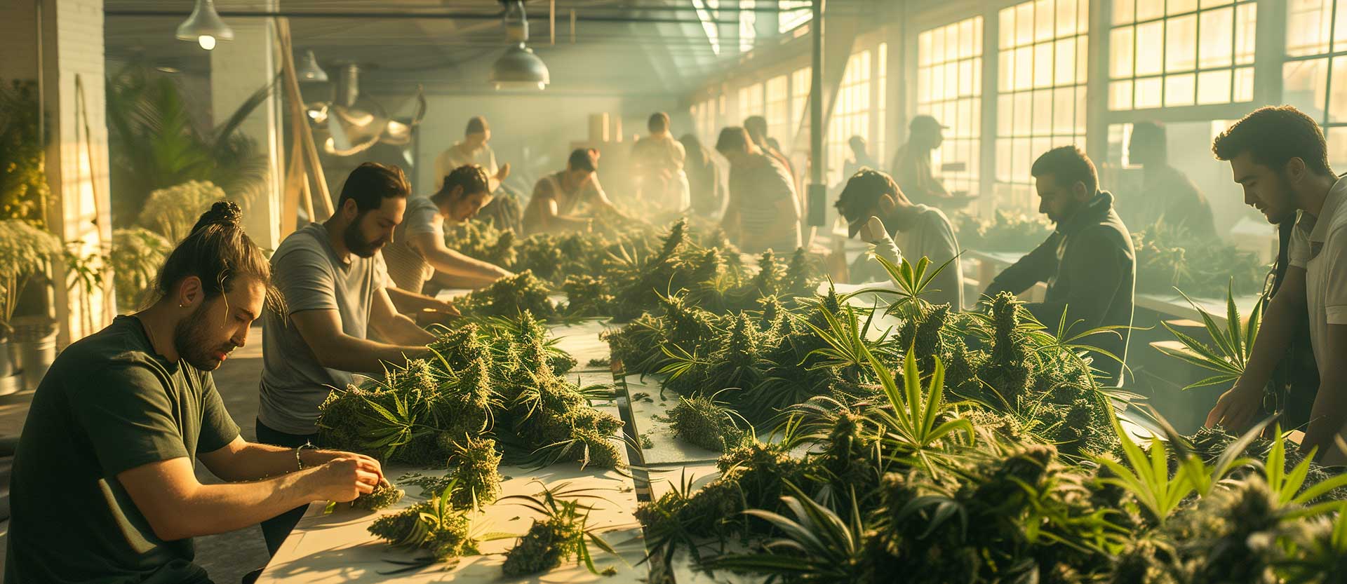 CSC Mitgleider sortieren die Cannabis Blüten