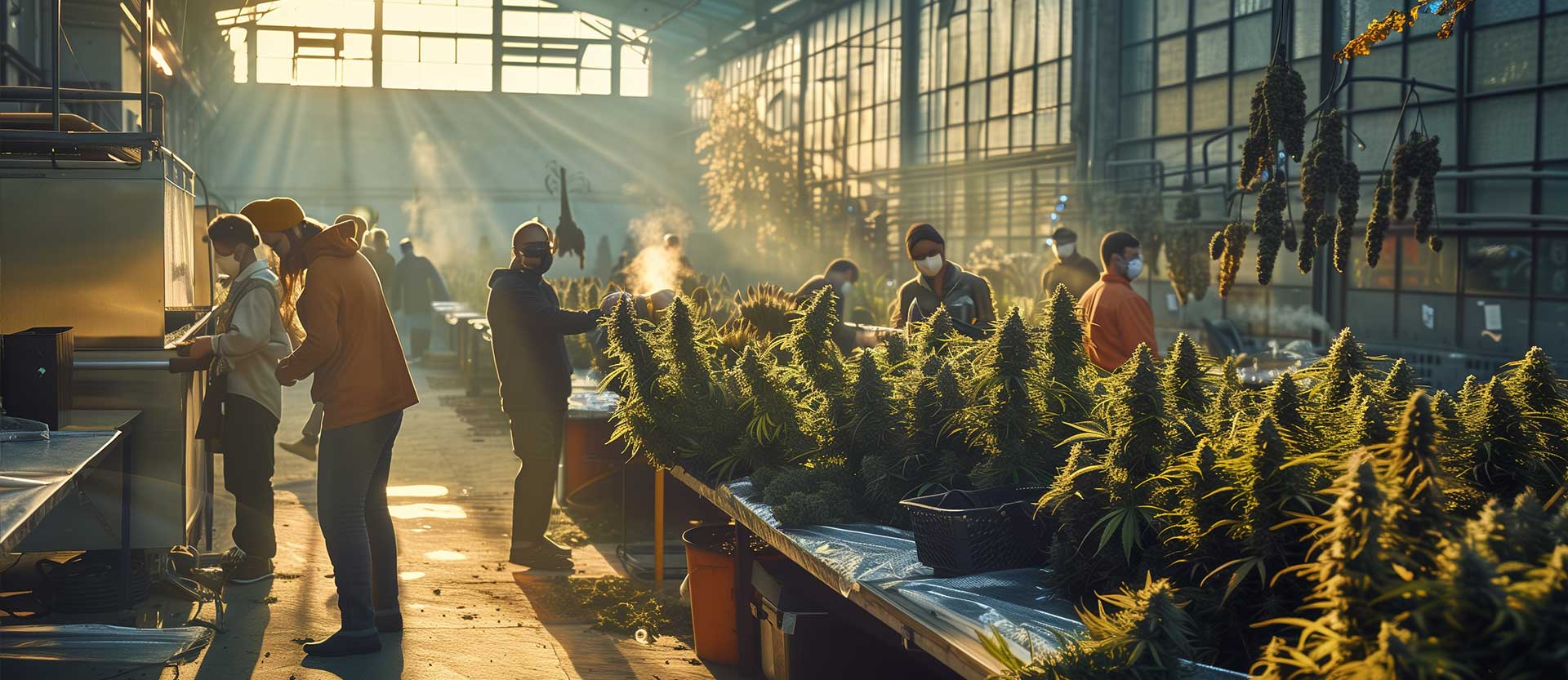 Anbaugemeinschaft erntet die Cannabis-Pflanzen